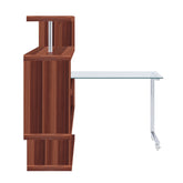 Raceloma Clear Glass, Walnut & Chrome Finish Writing Desk Model 93183 By ACME Furniture